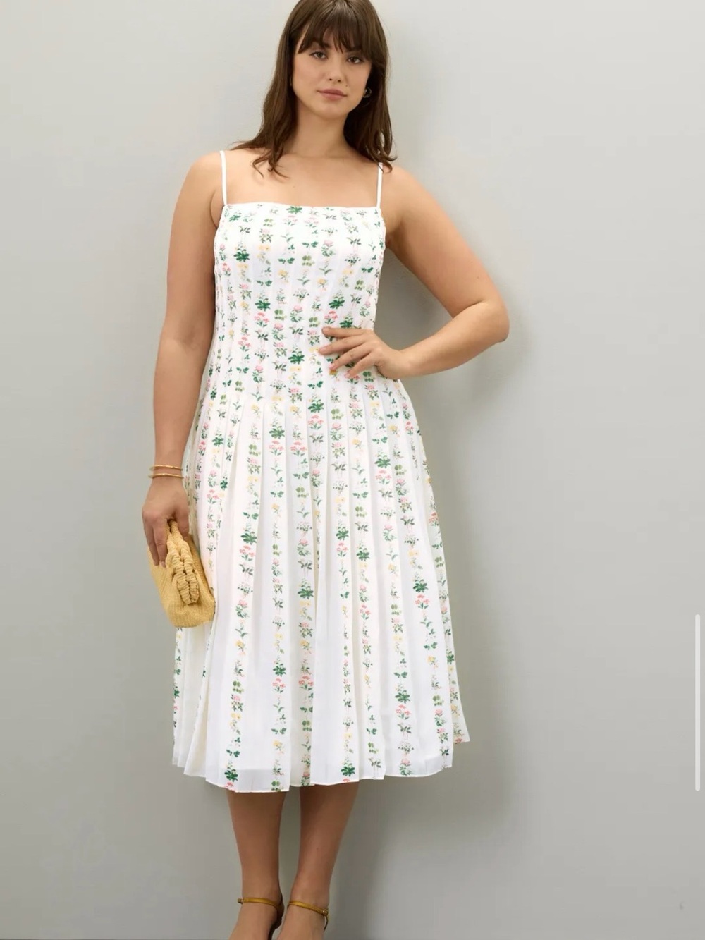 Adam Lippes Floral Pleated Midi Dress